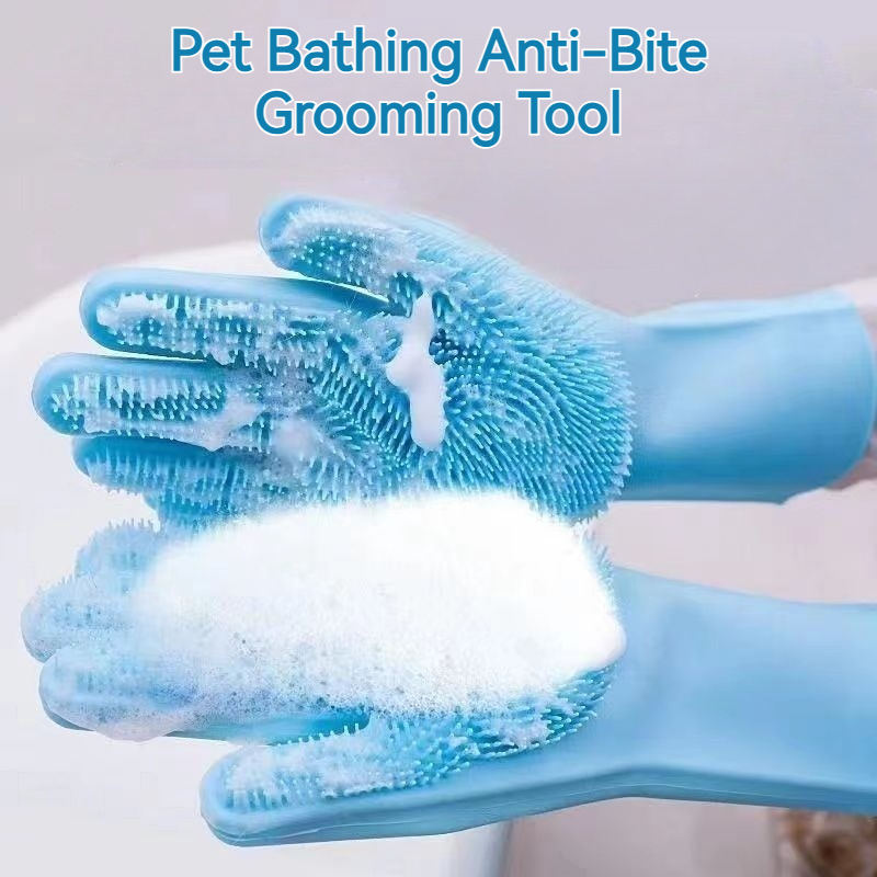 Pet Supplies Dog Wash - Перчатка для мытья домашних животных, силиконовая,
